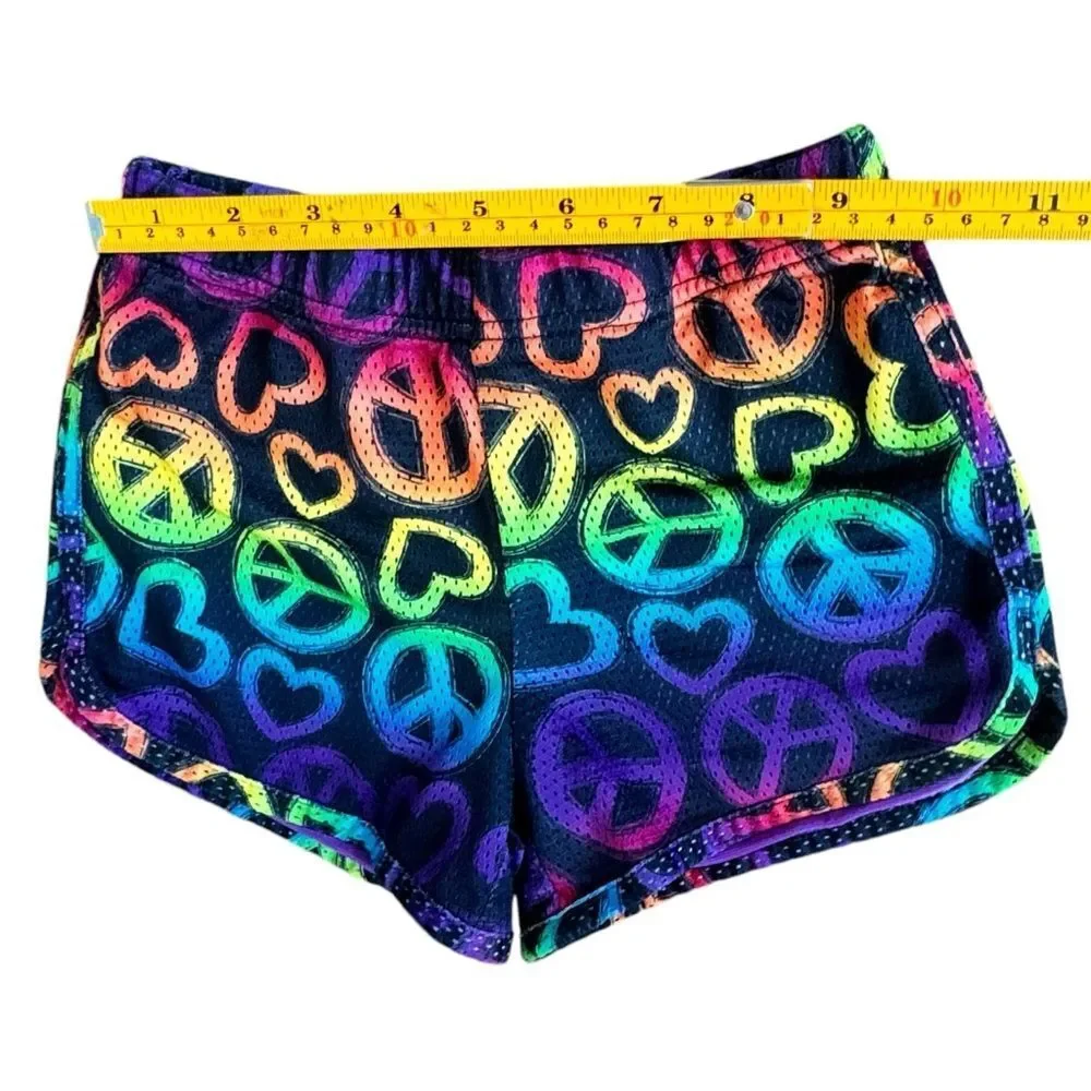 Children’s Place Girls Colorful Peace Sign Athletic Shorts. Youth Small. 5/6.